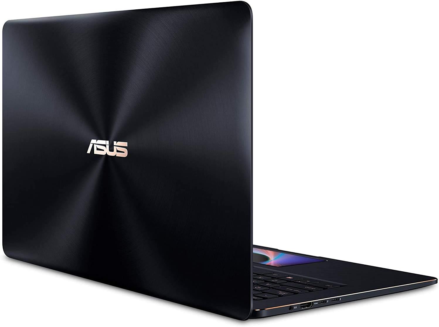 Back view of the closed ASUS ZenBook Pro 15 laptop