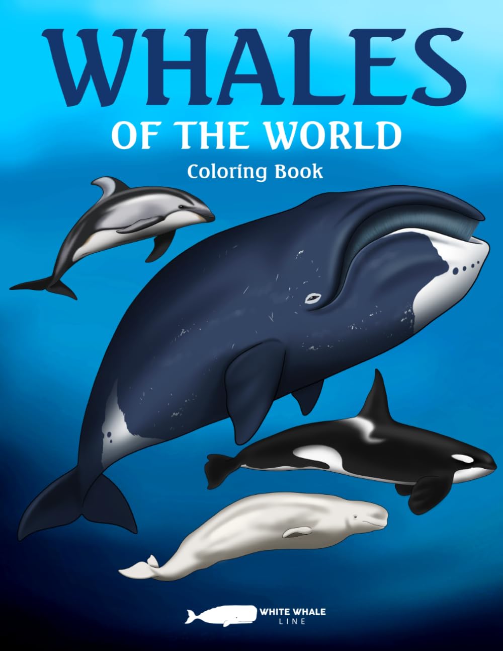 Whales of the World Coloring Book - An Adult Coloring Book with beautiful illustrations of whales and dolphins from around the world