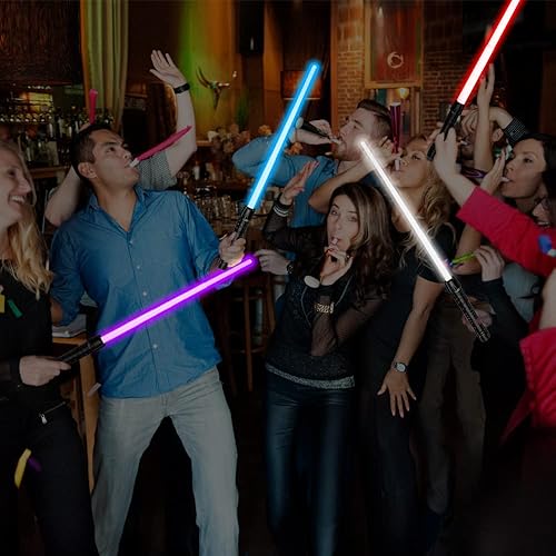 Miniatura 5 de Sable de luz  Paquete de 6 sables de luz para niños, 7 colores extensibles y plegables, juego de espadas de luz con sonido (sensible al movimiento)