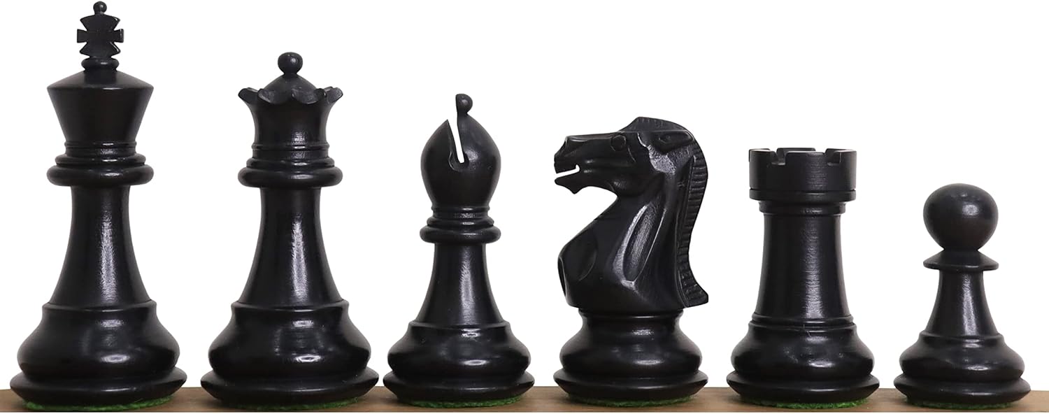 3" Professional Staunton Chess Pieces Only Set- Weighted Ebonized Boxwood