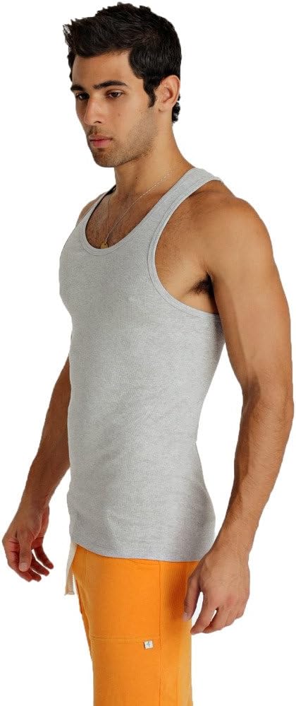 4-rth Men's Sustain Yoga & Gym Tank Top Modal Rib French Terry Made in America Stretch European Style Fit