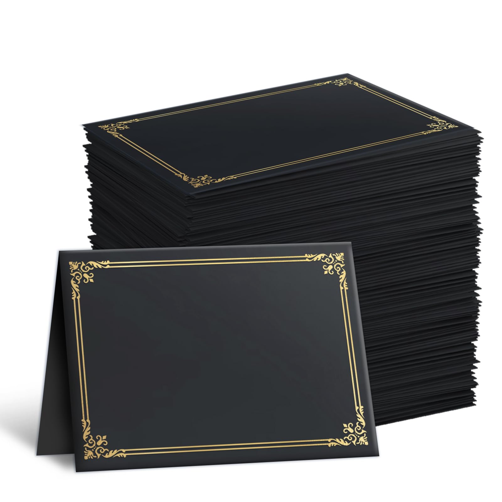 30 Packs Certificate Covers,Black Cardboard Diploma Cover,Certificate Holders Gold Foil Border,for Letter Size 8.5 x 11 Inch Awards and Certificates
