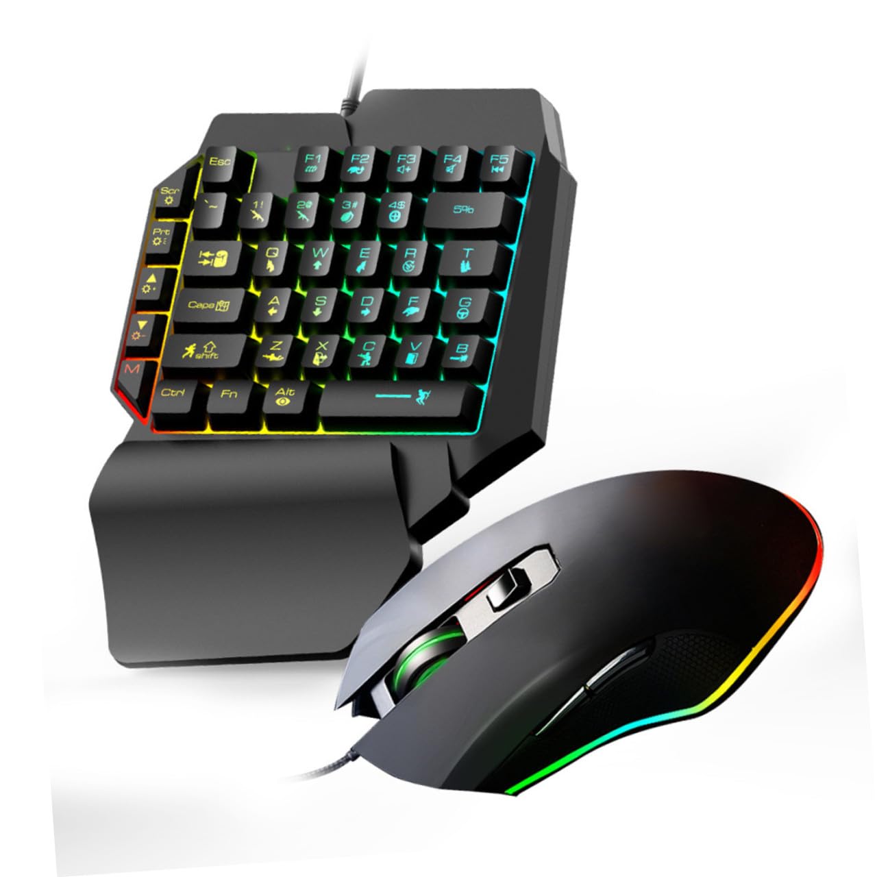 Tastiera Gaming Retroilluminata Cablata con Mouse, per Videogiochi | Abs Nero, Monomanuale per Giovani, Uso in Home Entertainment e Dormitorio, Design Semplice e Pratico