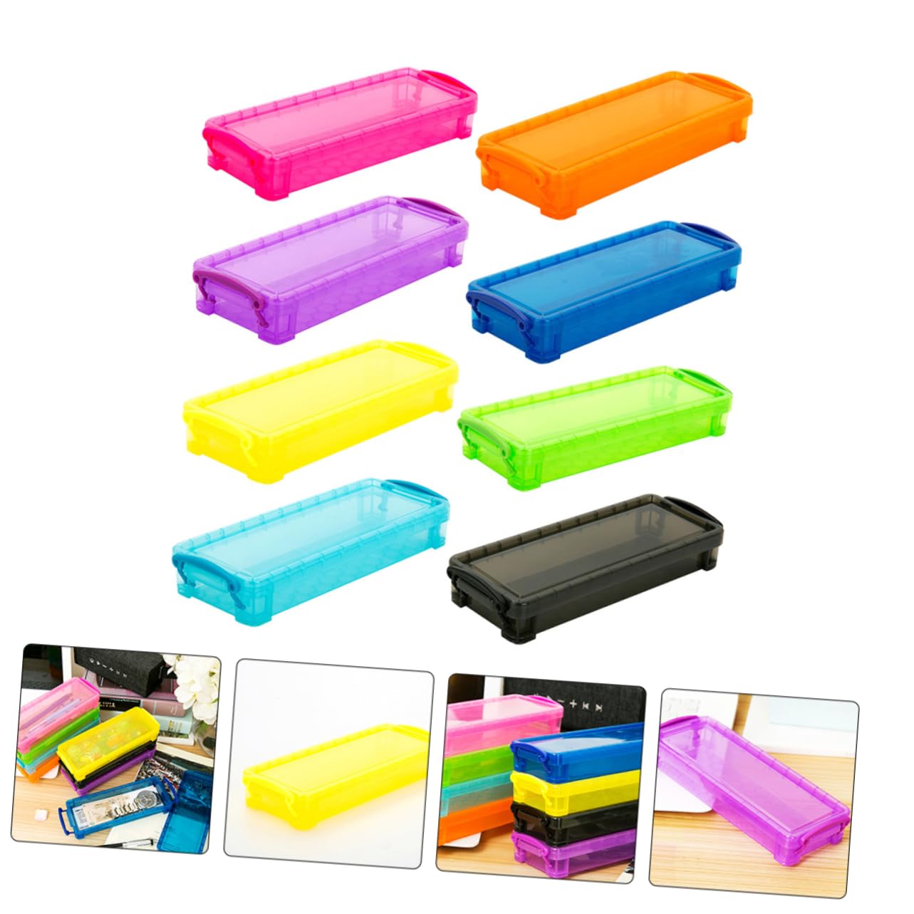 Boite A Crayon de Rangement en Plastique 8 Pièces Portable