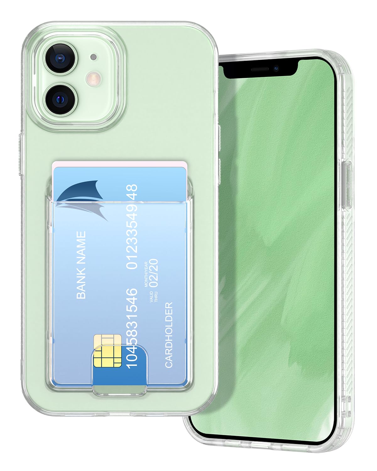 Petocase for iPhone 12/12 Pro Wallet Case Card Holder Slot Slim Fit Flexible TPU Gel Rubber Soft Skin Silicone Protective Phone Case Cover for Apple