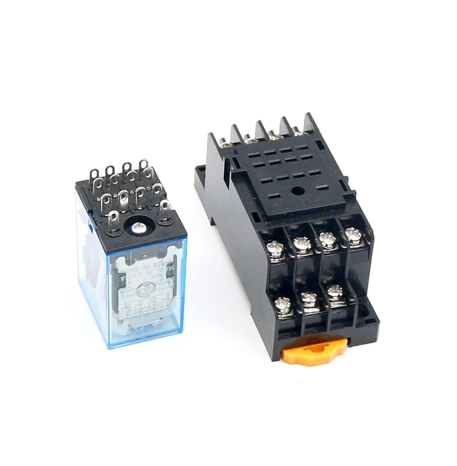 relais 1 0pcs my4n DC12V AC12V DC24V AC24V Spule 5a 4no 4NC LED Indikatorleistung Relais LÄRM Schiene 14 -Pin -Zeitrelais mit Sockelbasis Elektronische Komponenten ( Current Range : DC , Size : 12V )
