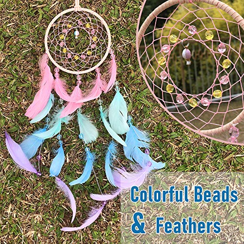 AWLEE Colorful Dream Catchers, Handmade Feather Native American Circular Net for Kids Boys Girls Bedroom Wall Hanging Decoration Decor Nursery Wall Art Ornament Craft AWLEE Colorful Dream Catchers, Handmade Feather Native American Circular Net for Kids Boys Girls Bedroom Wall Hanging Decoration Decor Nursery Wall Art Ornament Craft