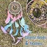 AWLEE Colorful Dream Catchers, Handmade Feather Native American Circular Net for Kids Boys Girls Bedroom Wall Hanging Decoration Decor Nursery Wall Art Ornament Craft - Image 3