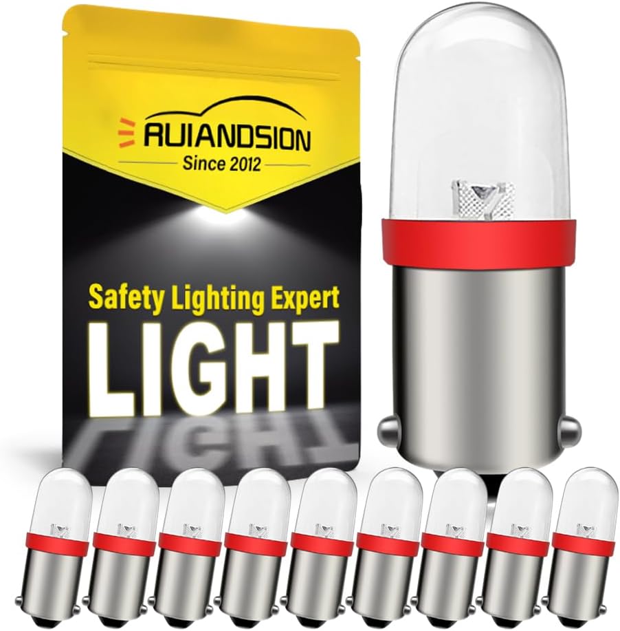 Ruiandsion 10pcs BA9S LED Bulb 120V AC/DC LED 9mm BA9s Base LED Replacement Bulb for Indicator Pilot Light,White