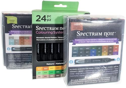 Miniatura 10 de Marcadores de punta doble con alcohol, paquete de 24 marcadores de arte negro de espectro mezclable, naturaleza