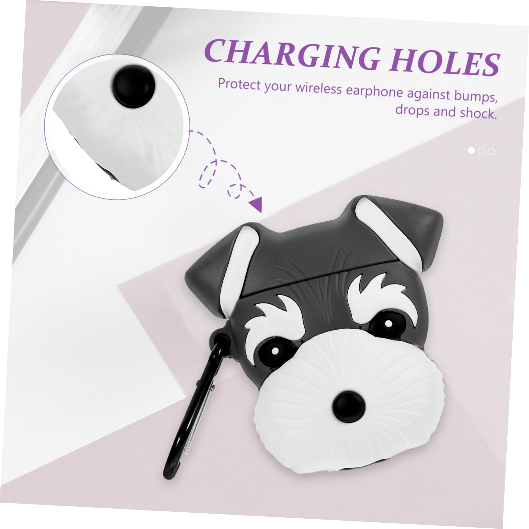 jojofuny 3 Fundas para Auriculares con Diseño De Perro Sherry De Dibujos Animados Funda Protectora De Silicona para Auriculares A Prueba De Golpes