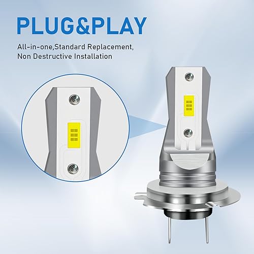 Miniatura 3 de 2 luces antiniebla LED H7 para automóvil, chip CSP de 1800 lúmenes, repuesto de luz halógena ultra brillante, tamaño mini 11, corriente constante,