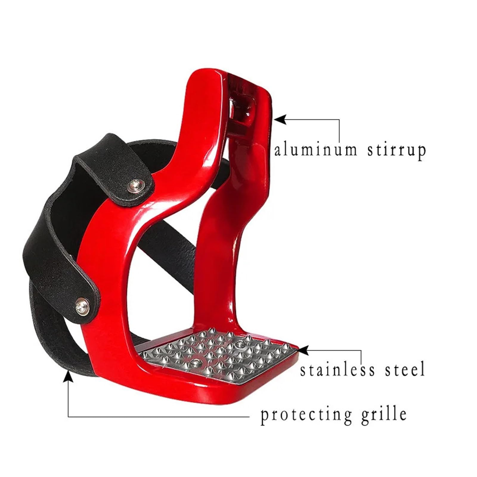 1 Paio Di Staffe Sicurezza for Equitazione In Alluminio Pressofuso | Sella Da Equitazione Con Pedale Di Copertura In Rete Pedale Da Sella For Cavallo Antiscivolo(Red)