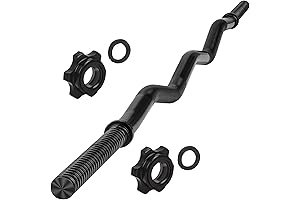 47" EZ Curl Bar Weight Lifting Bar with (2) Collars