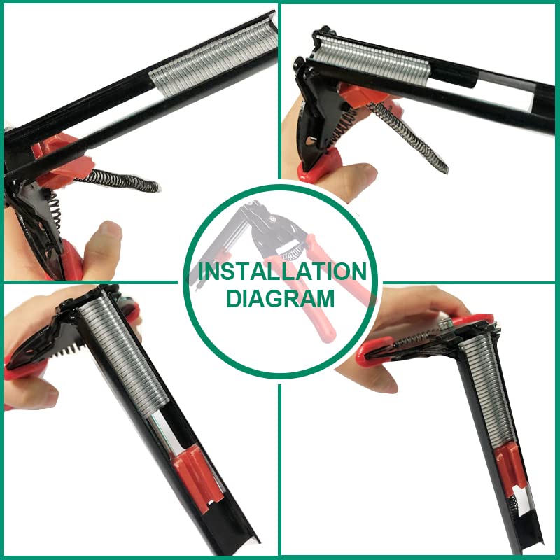 Alicates de anillo de uñas tipo M con 1200 clips M, abrazadera de jaula multifunción, kit de alicates para jaulas de animales, instalación de cercas, reparación de cercas, herramientas manuales (rojo)