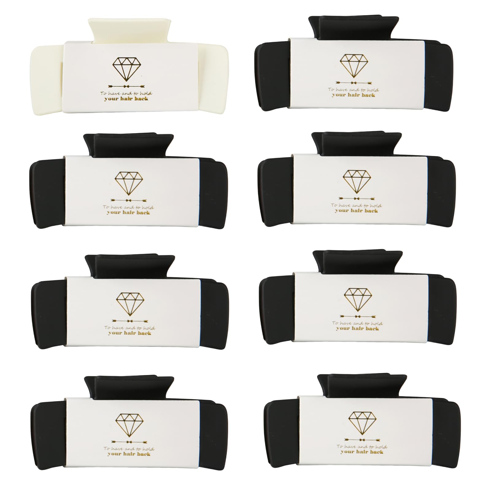 Loanzeg 8pcs Bridesmaid Proposal Gifts 4.1 Inch Square Set of 8 Bachelorette Hair Claw Clips ideas Bridal Shower Gift for Wedding Party Favors (White&