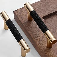 Vista 18 de Paquete de 6 pomos de aluminio, de 2,5 cm, para cajones, con acabado contra oxidación dorado y gris, con patrón de diamante