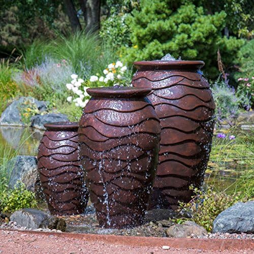 Aquascape Scalloped Urn Water Fountain for Outdoor, Landscape and Garden, Large, 56-inch H | 78240 , Brown