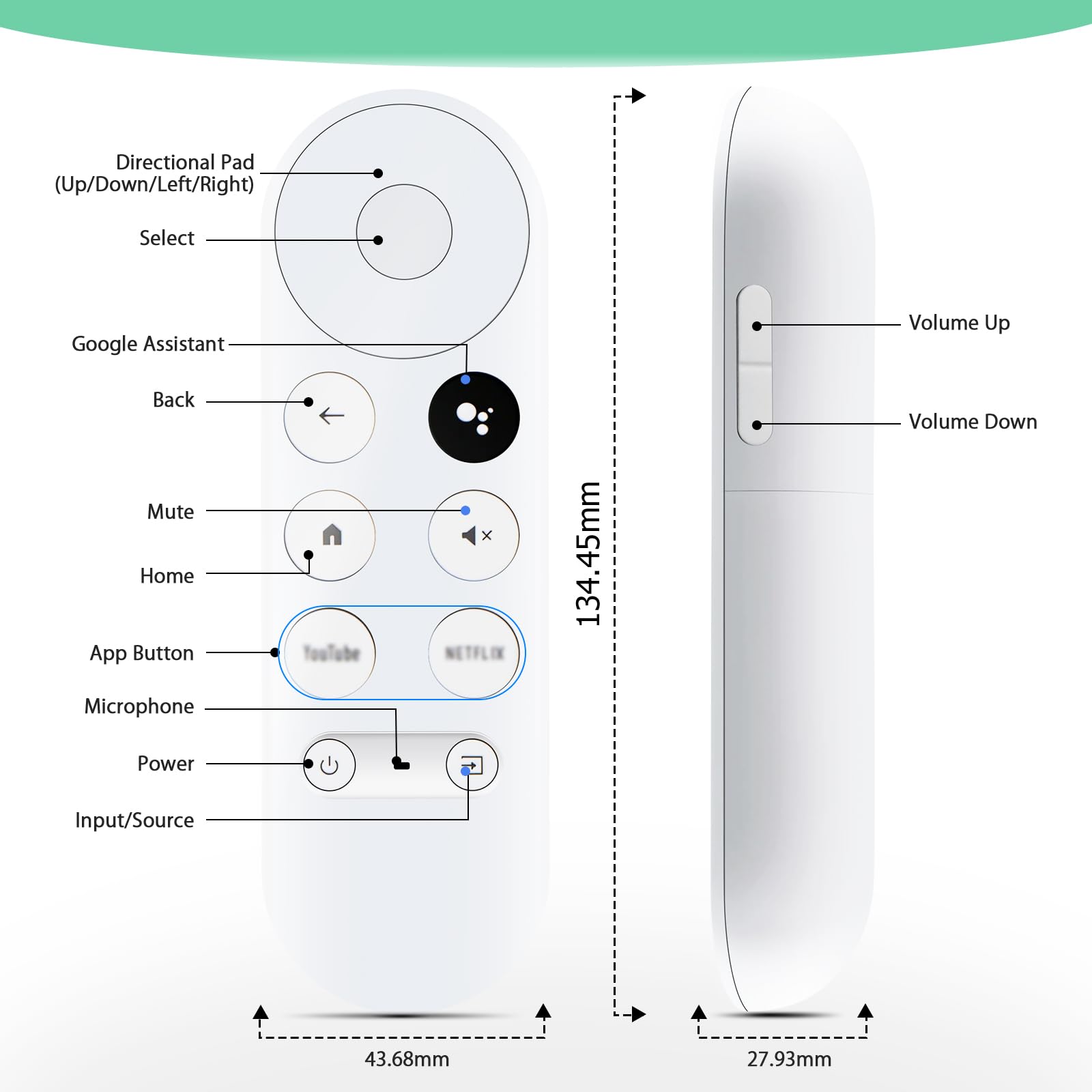 FOXRMT Télécommande Vocale Pour Google Chromecast 4k Snow Streaming