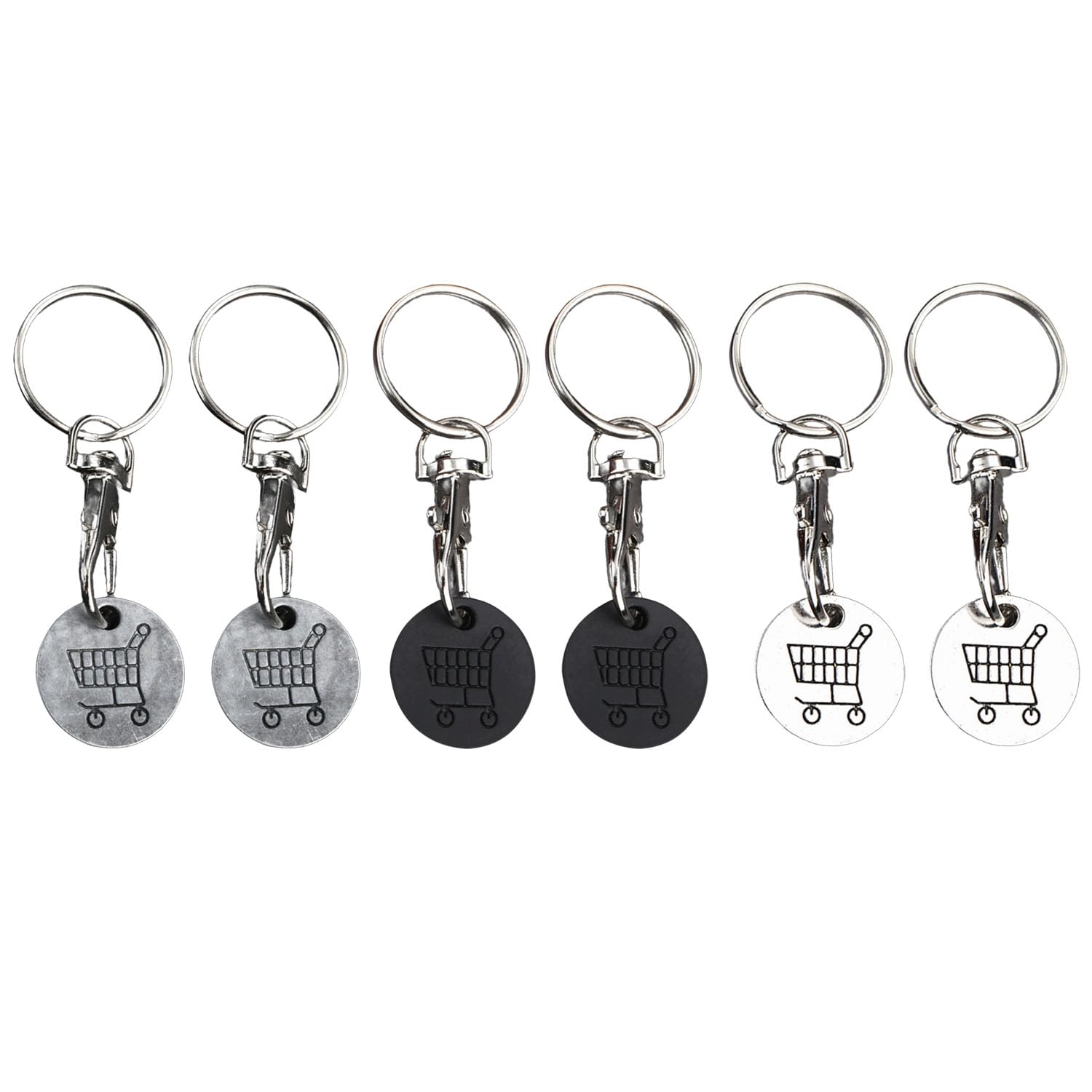 Portachiavi Gettone Carrello Spesa – 6 Pezzi In 3 Colori, Lega Di Zinco, Compatibile Con Nuovi Carrelli, Clip Inclusa Per Chiavi E Moneta