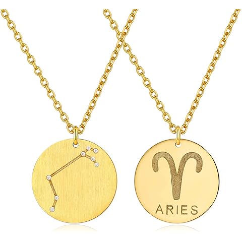 ChicSilver 925 Sterling Silver 12 Constellation Necklace Round Astrology Horoscope Zodiac Sign Pendant Necklace, Silver/Gold Plated
