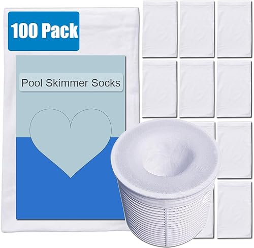 VSECUON 100 Pack Pool Skimmer Socks,Pool Filter Socks Reusable Pool and Spas Filters Baskets Skimmer Savers