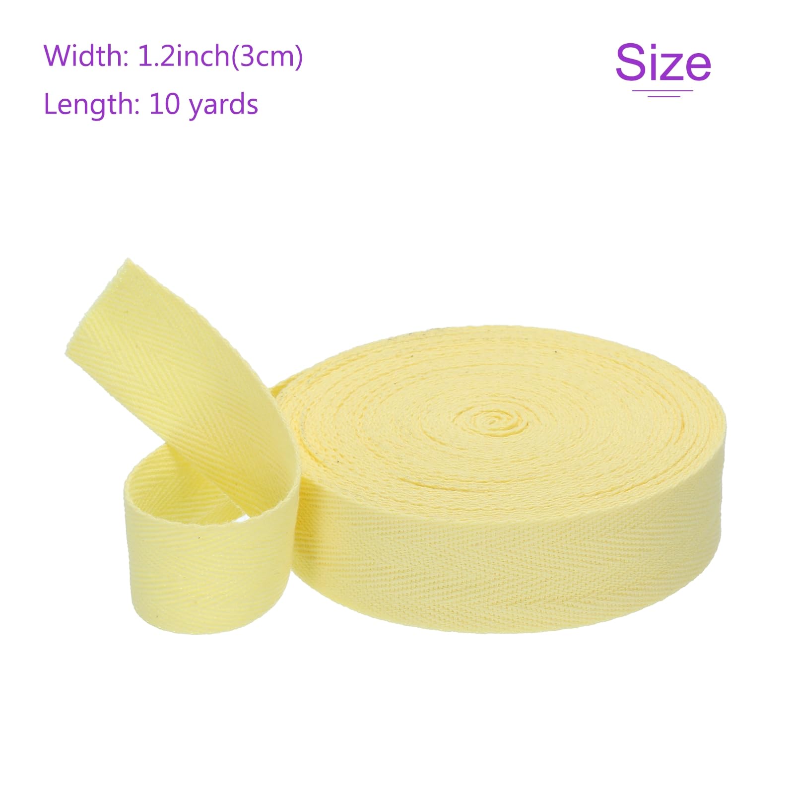 DMiotech 1.2"(3cm) 10 Yards Cotton Twill Tape Cotton Ribbons Bias Binding Tape Herringbone Tape Ribbons Light Yellow for DIY Crafts Making Clothes - Image 3