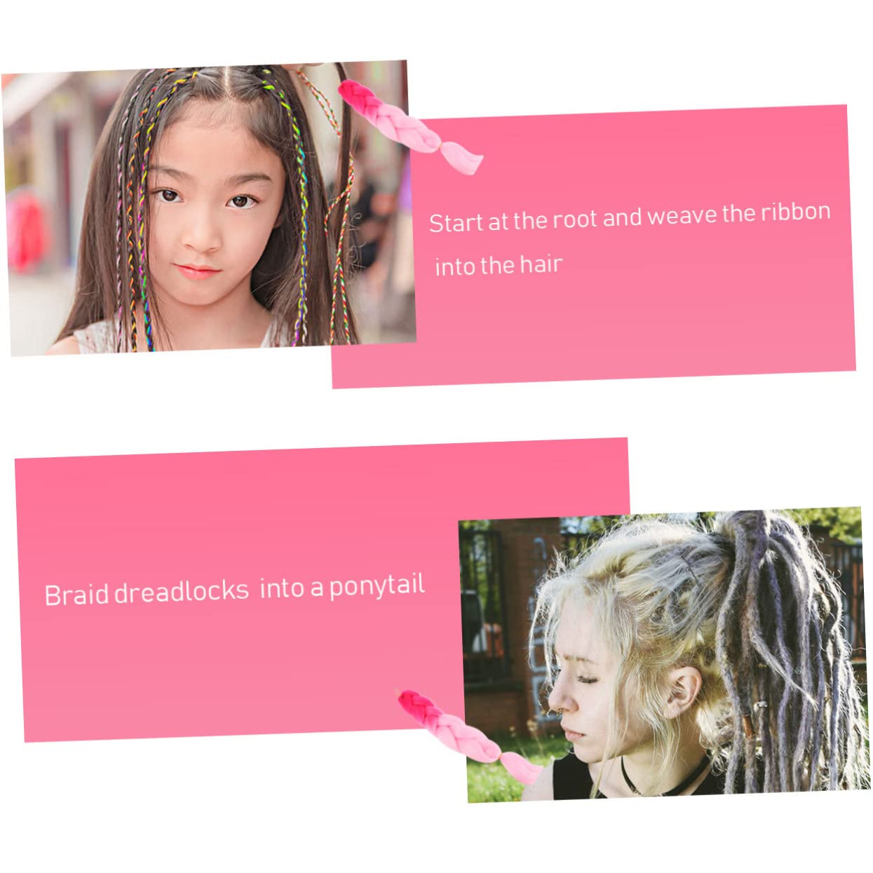 FRCOLOR 9 piezas de pelo trenzado con degradado teñido de pelo colorido peluca de ganchillo peluca con diadema pelucas teñidas coloridas gomas para el cabello pelucas para mujer pelucas niñas trenza