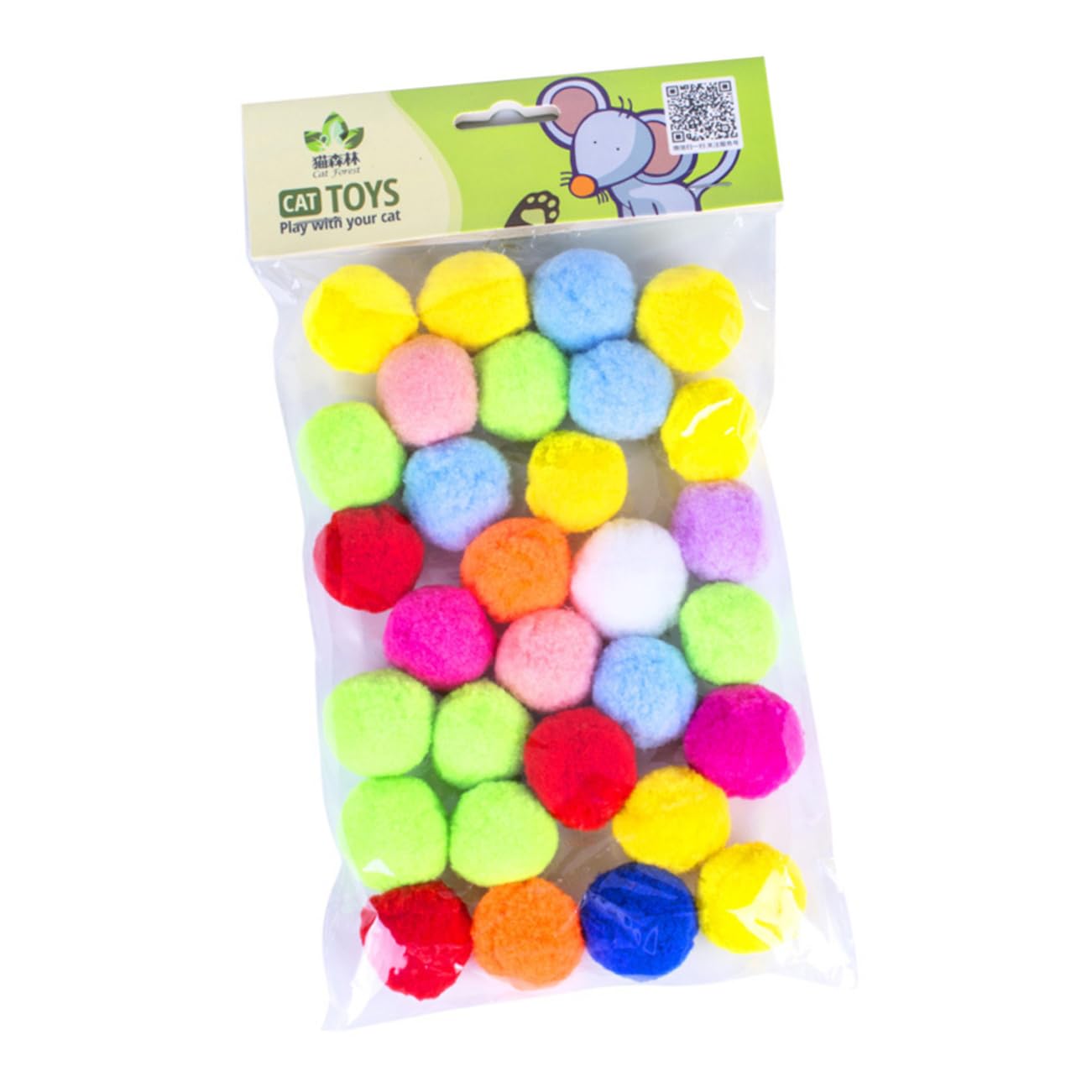 Parliky 30Pcs Assorted Color Plush Cat Ball Elastic for Kittens Lightweight and Durable Pet Play Balls Stimulate Exercise and Joy for Cats