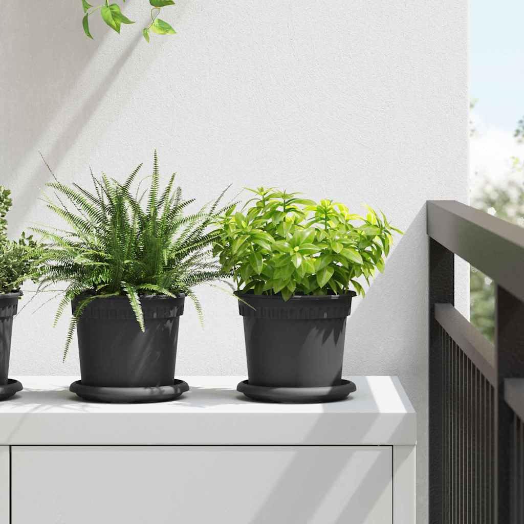 Blumentöpfe Set 24 Stück Schwarz, Kunststoff Pflanzgefäß Kübel mit gerolltem Rand und Entwässerungslöchern für Balkon, Terrasse, Fensterbank, Indoor und Outdoor 15 x 15 x 12 cm