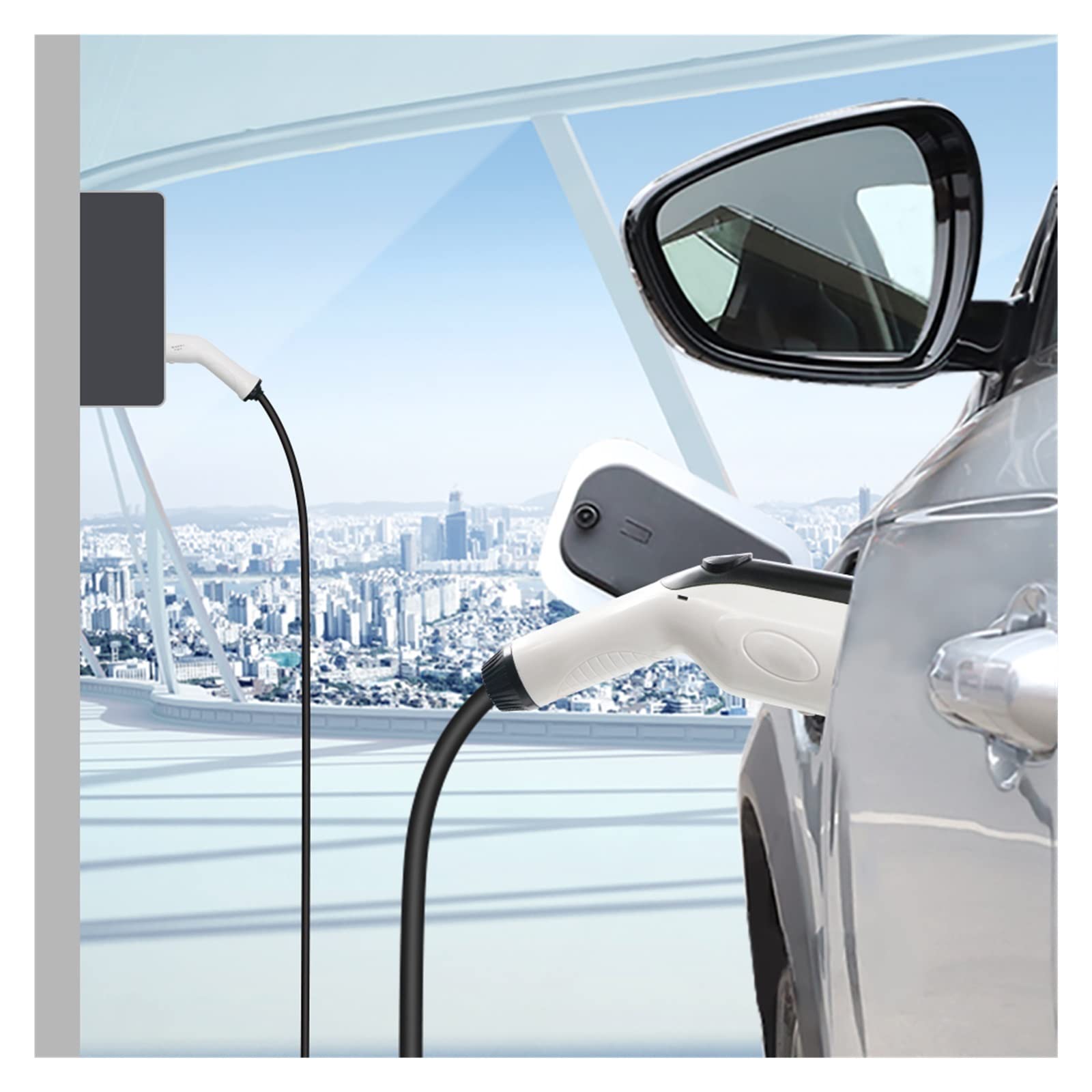 Typ 1 Żeński Do Typu 2 Wtyk Męski EV Kabel Ładujący 32A 7,2KW Stacji Ładowania Samochodów Elektrycznych Przewód EVSE O Długości 32,8 Stopy Szybki I Stabilny(32A 1P 5m White)