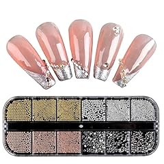 Perline per nail art con retro piatto, perline per nail art, colore oro, argento, accessori per nail art, strass, diverse misure