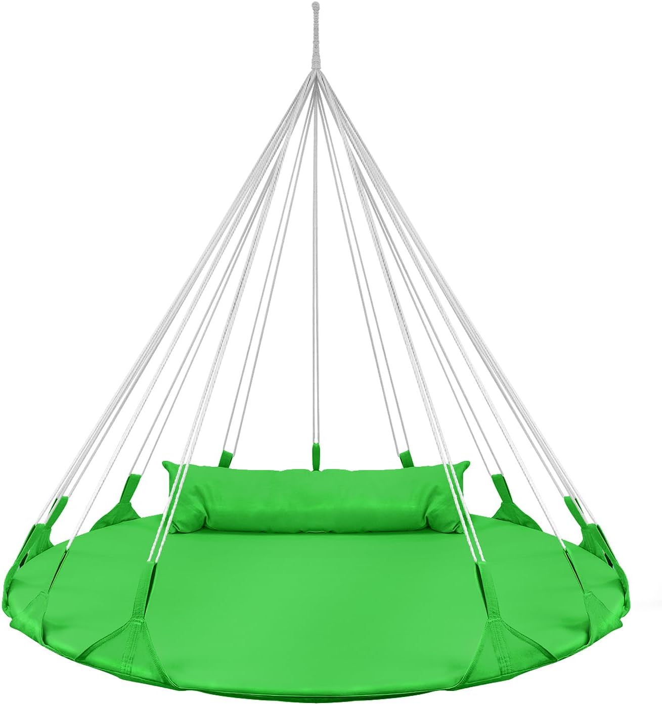 Sorbus 56" Stylish Hanging Swing Nest - Premium Cotton Double Hammock Daybed Saucer Swings Lounger - 264lbs Spinner Swing w/Pillow - Easy Setup Sturdy Tree Swing - for Indoor/Outdoor, Travel - Green