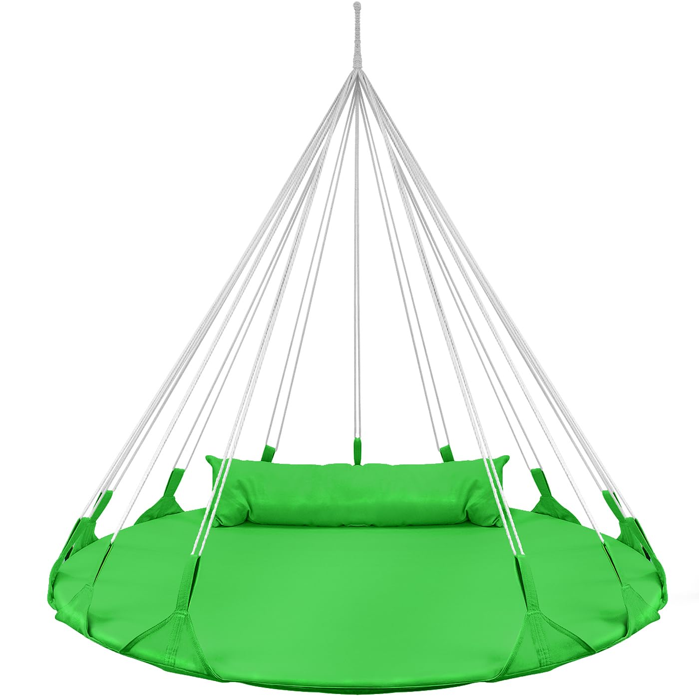 sorbus 56" stylish hanging swing nest - premium cotton double hammock daybed saucer swings lounger - 264lbs spinner swing w/pillow - easy setup sturdy tree swing - for indoor/outdoor, travel - green