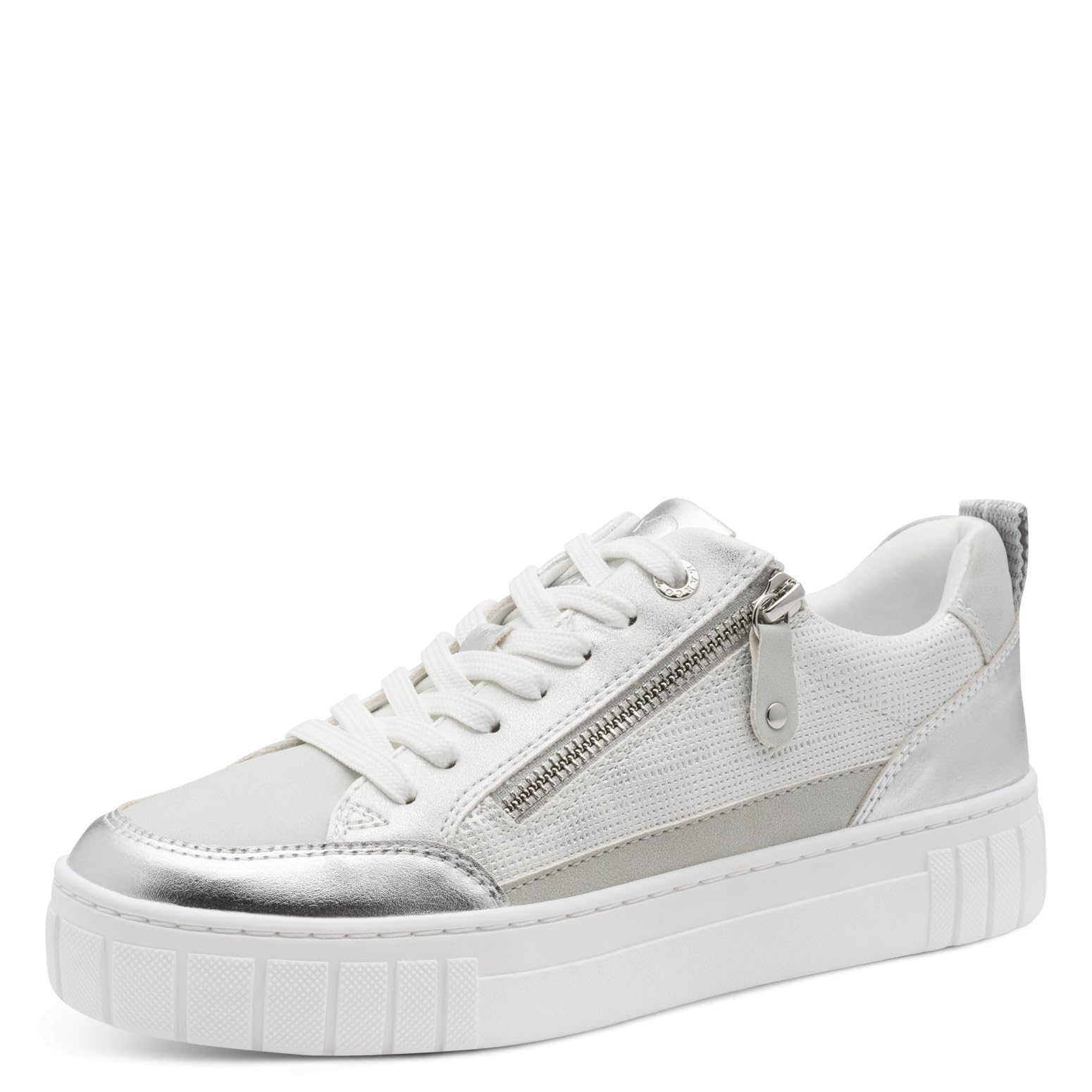 MARCO TOZZI Women's Sneaker Soft Feel Me Removable Footbed Soft Lining Modern, Grey (LT.Grey MET.C.), 4.5 UK