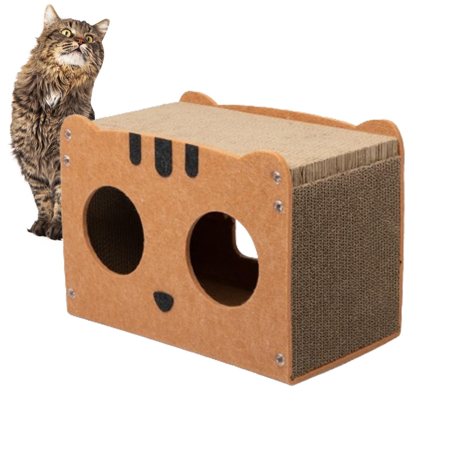 Casa para Gatos de cartón para Interiores – Graffiatore para Gatos | reciclable, refugio para interiores, salón y refugio rascador ondulado | Cama rascadora para mascotas desmontable