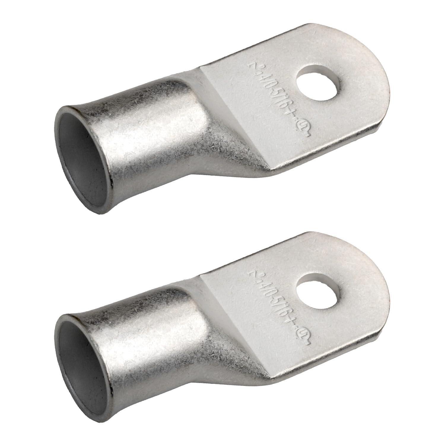 SELTERM 4/0 AWG XL (120 mm²) - 5/16" (M8) ⌀ Hole UL Marine Grade Wire Lugs, Battery Cable Ends, Tinned Copper Eyelets, Tubular Ring Terminal Connectors [B100] - 2 Pack — image 1