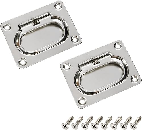 Miniatura 1 de Tsnamay 2 tiradores de mango cuadrado con hebilla de suelo marino, mango cuadrado de estampado, mango empotrado oculto de acero inoxidable, 2.99 x