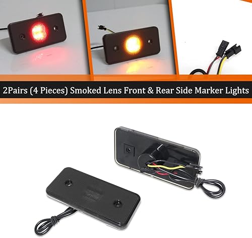 Miniatura 3 de ADIIL Conjunto de 4 luces LED de posición laterales ámbarrojas compatibles con Benz W463 Clase G G500 G550 G55 AMG (lente transparentefrontal, lente