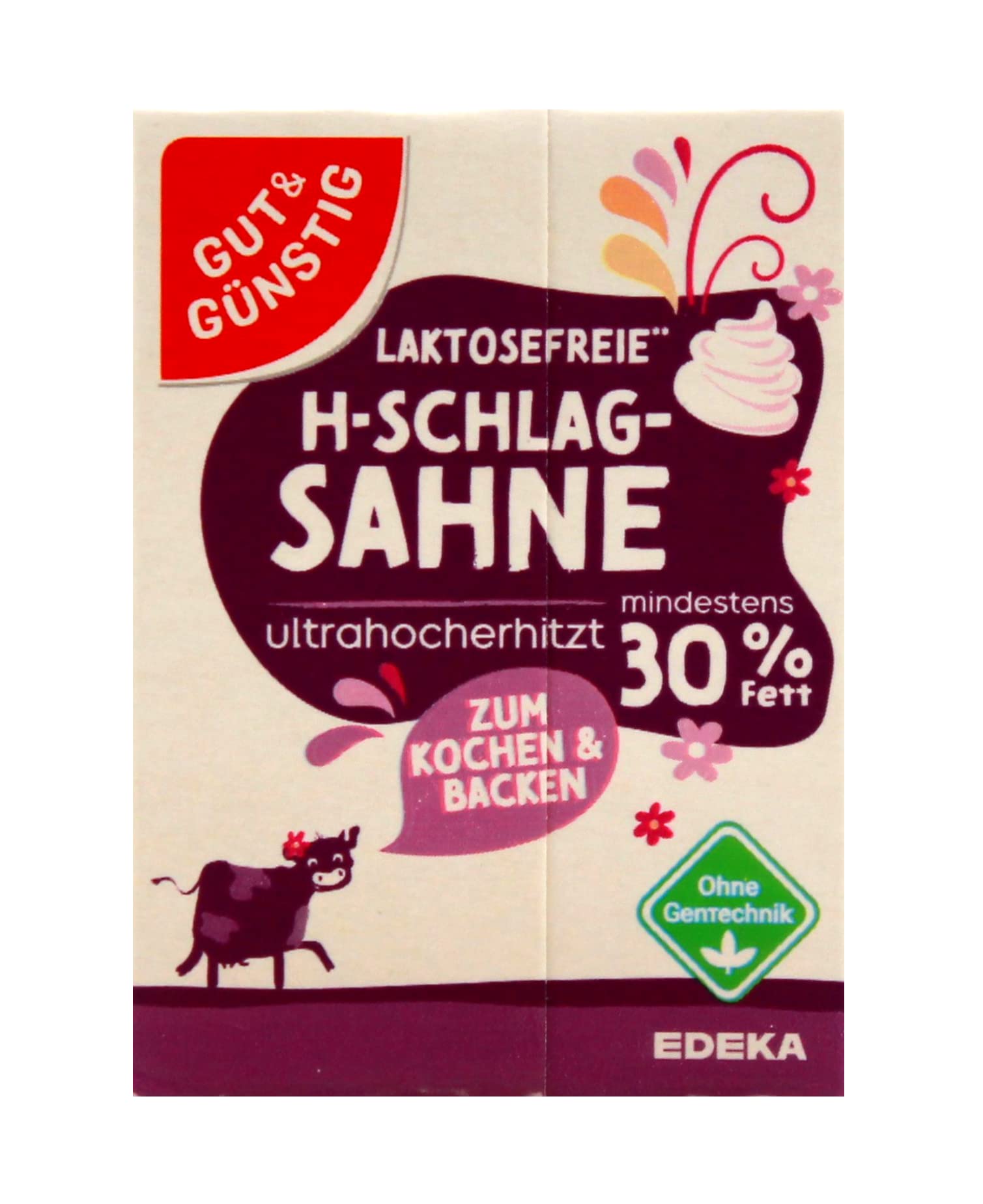 Gut & Günstig Laktosefreie H-Schlagsahne 30% Fett, 27er Pack (27 x 200g)