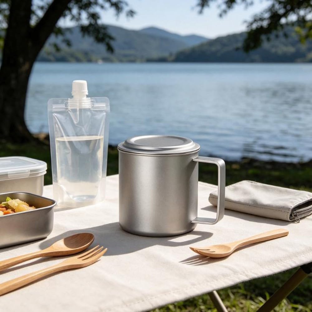 Tazza Isolante in per titanio per Bevande Calde Anti-Scottatura