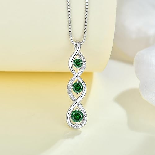 Miniatura 4 de Collar infinito para mujer, plata de ley 925, colgante de piedra natal con cadena de circonita cúbica, regalo de joyería