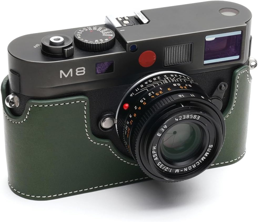 TP Original Handmade Genuine Real Leather Half Camera Case Bag Cover for Leica M8 M9 M9P M-E M Monochrome Green color
