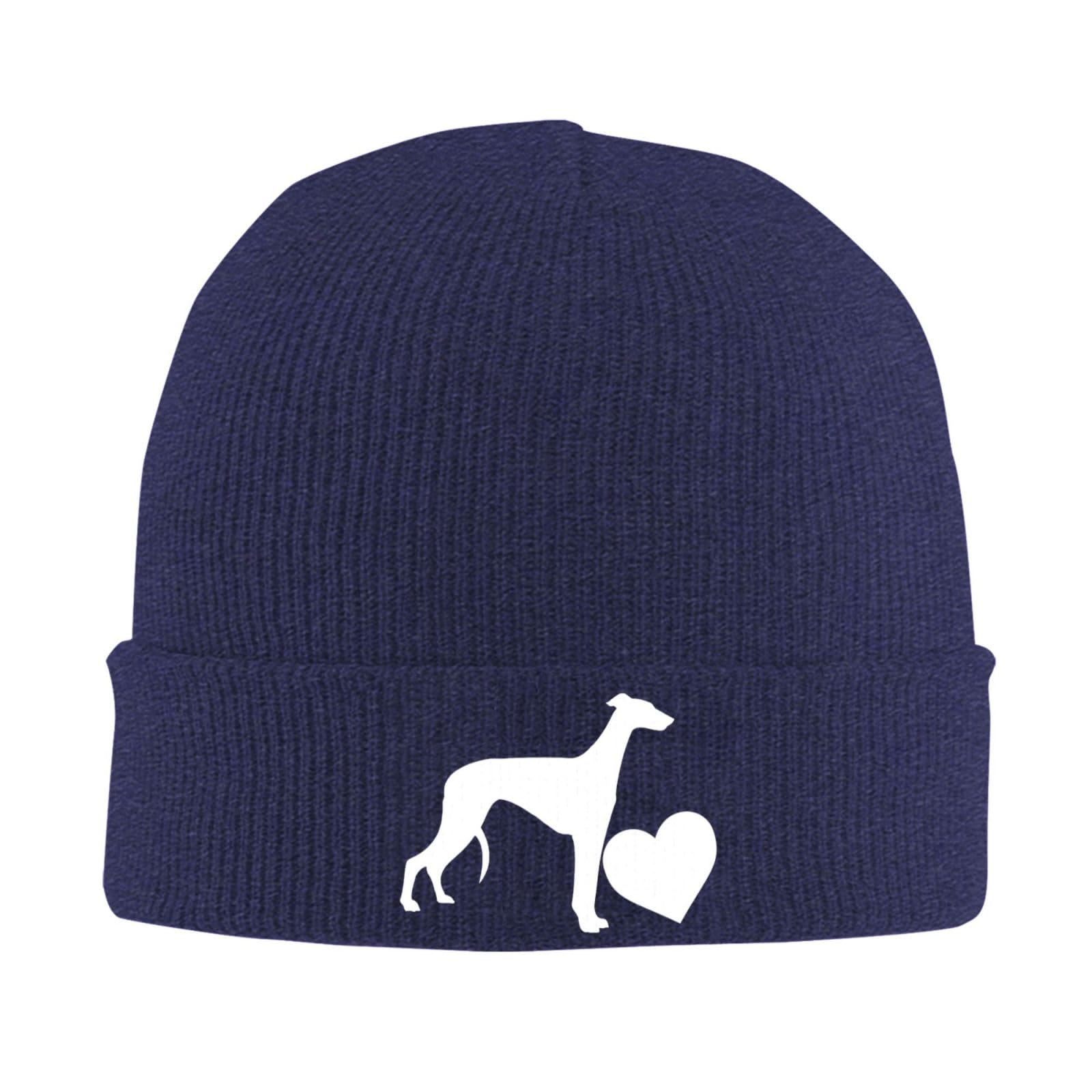 KWQDOZF Greyhound Dog Winter Warm Knitted Hat Skull Hat Navy Blue