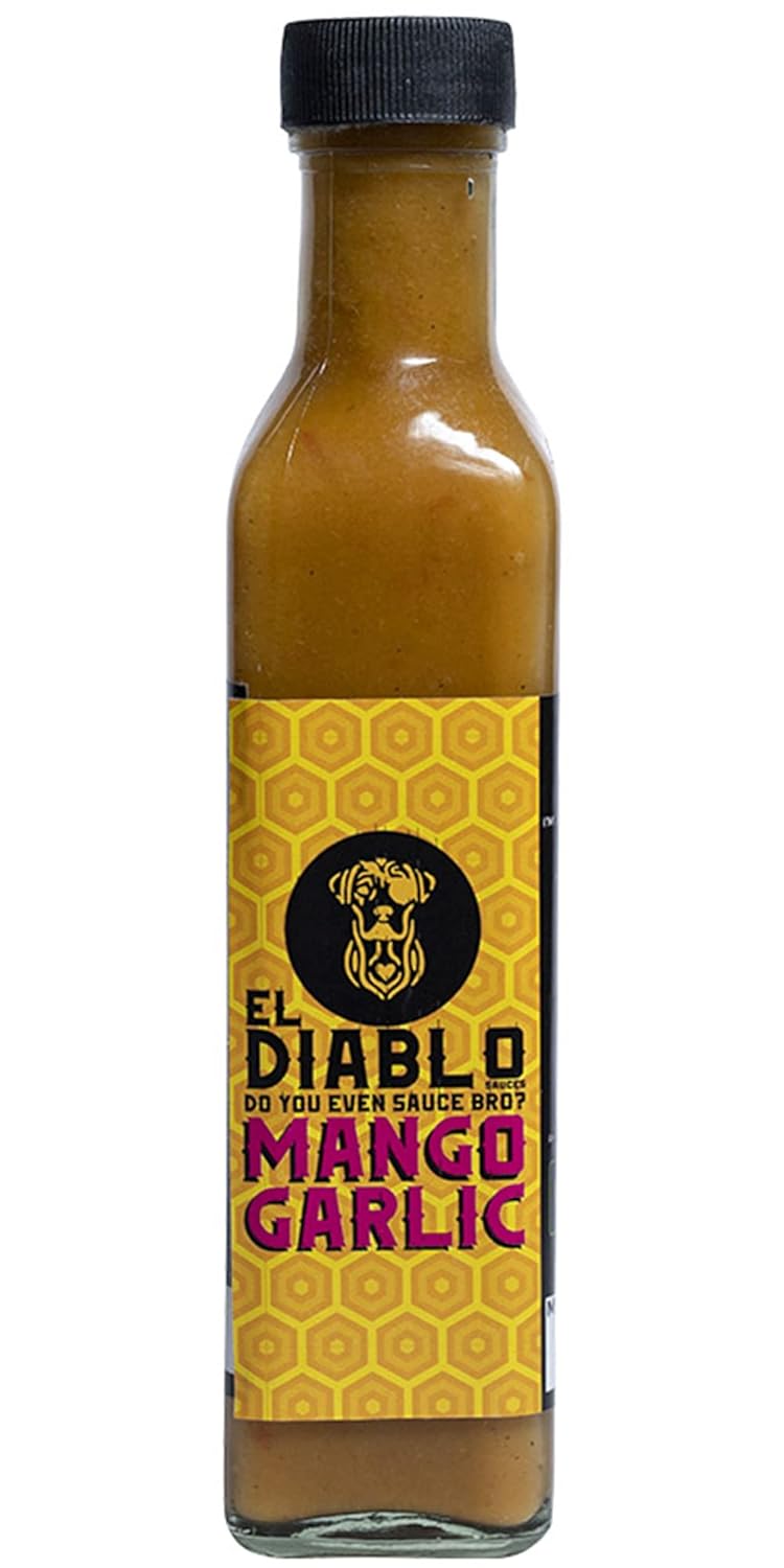 El Diablo Sauces Mango Garlic Premium Gourmet Gluten Free Spicy Sauces