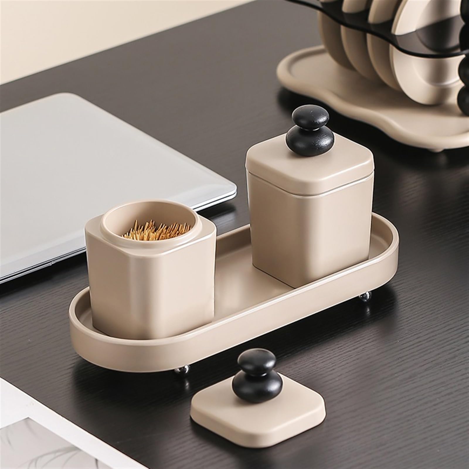 Zahnstocherhalter Desktop Zahnstocher Jar Mehrzweck Lagerung Jar Haushalts Kreative Einfache Zahnseide Box Baumwolle Tupfer Lagerung Box Zahnstocherhalter-Spender(A)