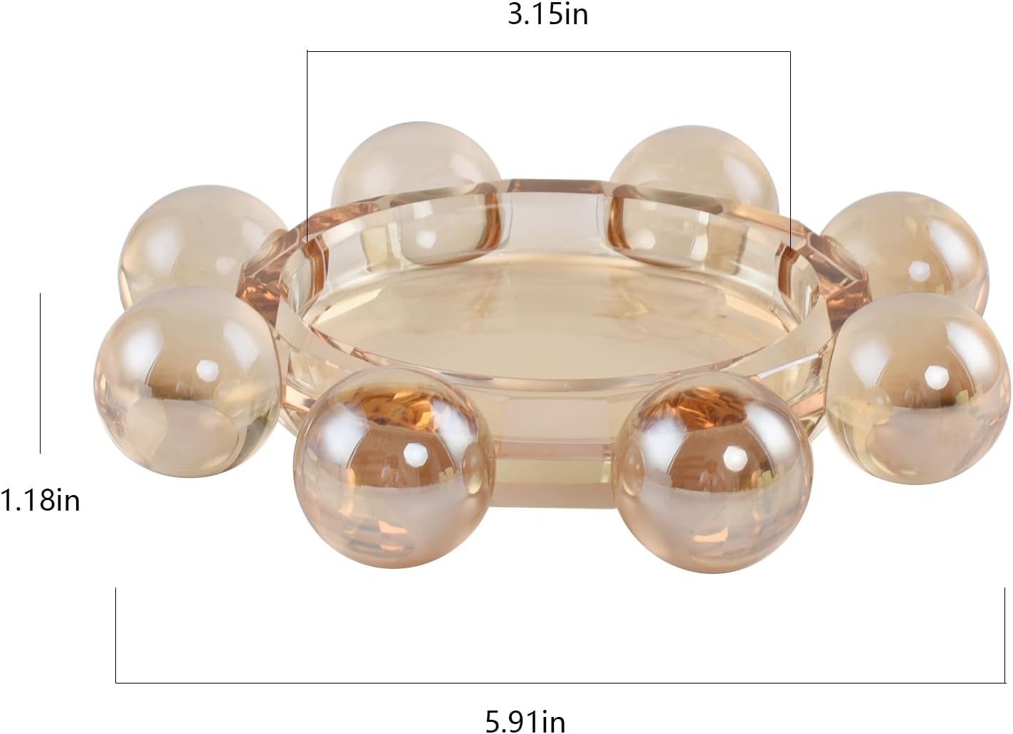 Crystal Candle Holders Pillar Candlestick Decorations for Home Party Dinner Christmas, Suitable for Large Cylindrical Candles, Champagne Color