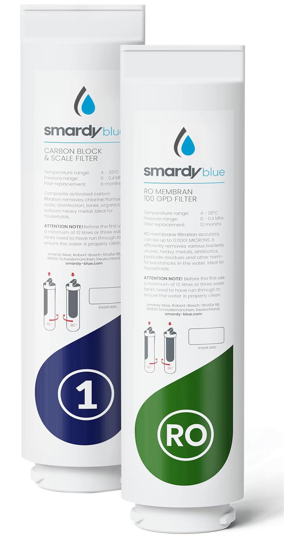 smardy blue 2in1 Ersatzfilter Set mit RO-Membran für CampingBar genius | Mit CBS-Filter, passend für die mobile Osmoseanlage, Original-Ersatzfilterset für unterwegs und Camping