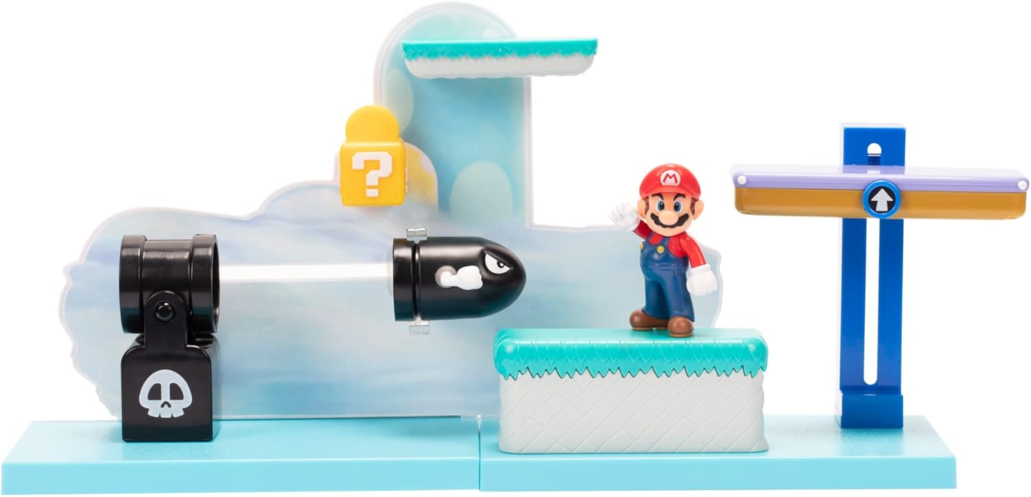 Super Mario Nintendo 2.5" Action Figure Switchback Hill Playset with 3 Interactive Interchangeable Pieces