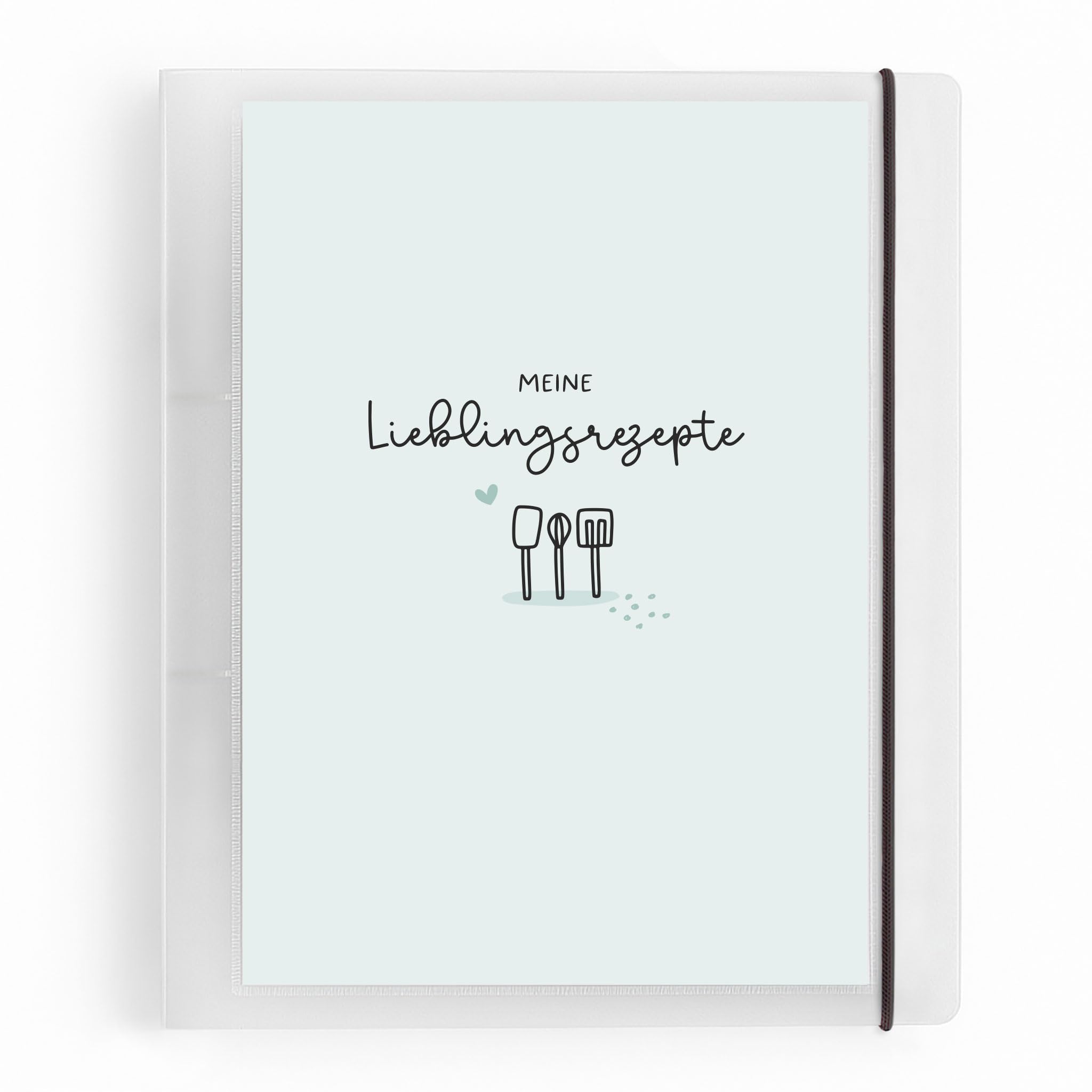 Flexibook Rezeptordner A4 Meine Lieblingsrezepte mint, D-Ring-Mechanik, Gummizug und Transparenter Fronttasche